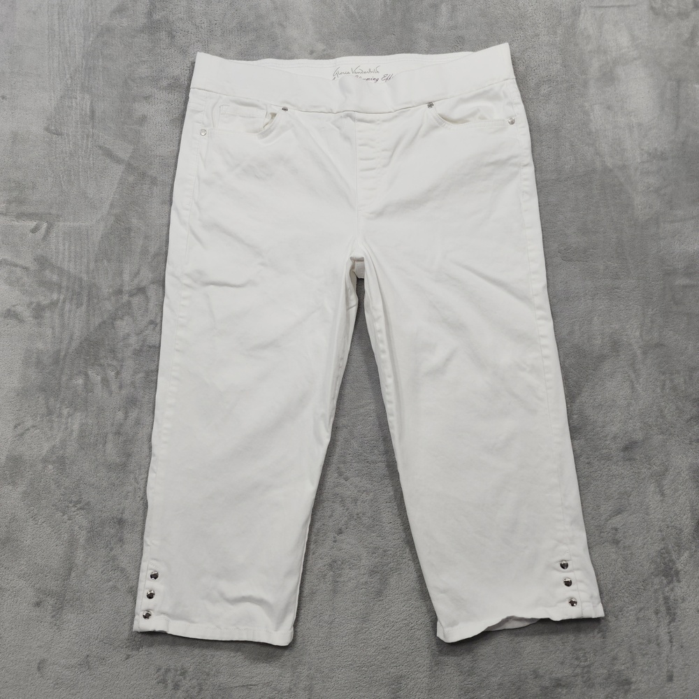 Gloria Vanderbilt Jeans Womens 16 White Mid Rise Capri Slimming Stretch Denim